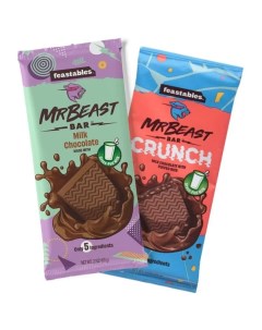 Набор шоколадных плиток Mr Beast Milk Crunch от Мистер Бист 60 г х 2 шт Feastables