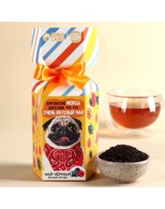Чай черный в коробке конфете Британские мопсы вкус лесные ягоды 100 г Фабрика счастья