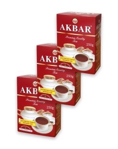 Чай черный крупнолистовой красно белый 3 шт по 250 г Akbar
