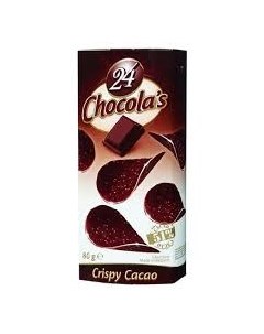 Чипсы шоколадные Chocola s Crispy Cacao хрустящие бельгийские Горький шоколад 80 г 24 chocolas