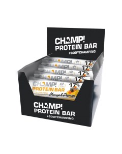 Батончик протеиновый Champ Protein Bar Vegan 17 45 грх18 шт вкус манго папайя Леовит