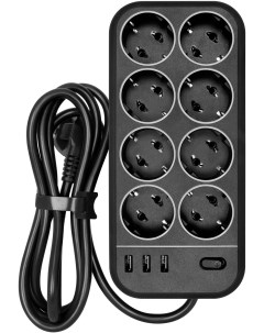Сетевой фильтр SP 08 USB03AB 3 0 m черный Powercom