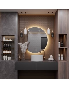 Зеркало для ванной Дафна 120 80 с теплой LED подсветкой обрез слева Slavio maluchini