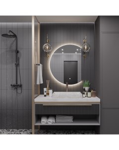 Зеркало для ванной Дафна 90 70 с нейтральной LED подсветкой обрез справа Slavio maluchini