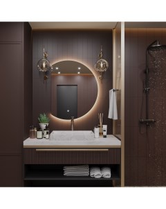 Зеркало для ванной Дафна 90 70 с теплой LED подсветкой обрез слева Slavio maluchini