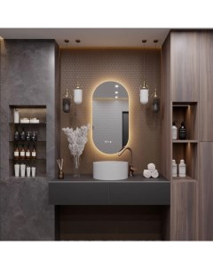 Зеркало Олимпия 90 50 для ванной с тёплой LED подсветкой и часами Alias