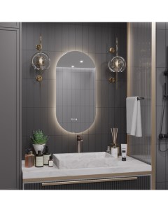 Зеркало Олимпия 100 50 для ванной с холодной LED подсветкой и часами Alias