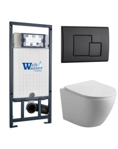 Комплект безободкового унитаза с инсталляцией MARBERG 507 SE BL унитаз 530185 Weltwasser