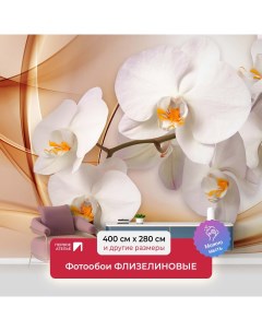 Фотообои флизелиновые Веточка орхидеи на абстрактном фоне 400х280 ШхВ Первое ателье