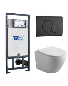 Комплект безободкового унитаза с инсталляцией MARBERG 507 RD BL унитаз 530185 Weltwasser