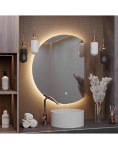 Зеркало для ванной Дафна 80 60 с теплой LED подсветкой обрез справа Slavio maluchini