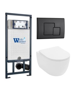 Комплект безободкового унитаза с инсталляцией MARBERG 507 SE BL унитаз S 801 Weltwasser
