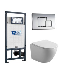 Комплект безободкового унитаза с инсталляцией MARBERG 507 SE CR унитаз 530185 Weltwasser