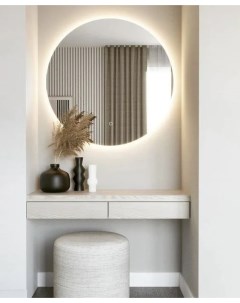 Зеркало круглое парящее Муза D80 для ванной с холодной LED подсветкой Auramira