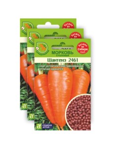 Комплект Семена Морковь столовая Шантенэ 2461 гранулы 23 01678 300 семян 3 уп Семена алтая