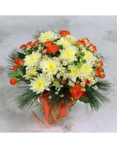 Букет из кустовой розы хризантемы и ромашек Букет Маркет Сборные букеты B0024 Nobrand