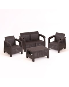 Набор мебели диван двухместный два кресла стол шоколад Nobrand
