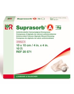 Повязка Suprasorb A кальциево альгинатная для заживления и очищения ран 10х10см 10 шт Lohmann & rauscher