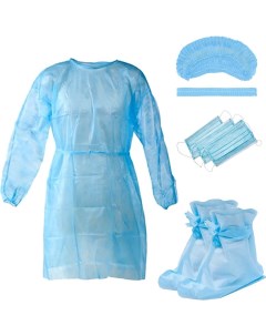 Комплект одежды защитный стерильный халат шапочка маска бахилы 4 шт Nf