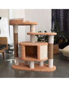 Комплекс для кошек Лежанка персиковый ковролин картон 108 см Комфорт хвостиков