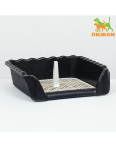 Туалет для собак со столбиком черный пластик 38х36х11 см Пижон