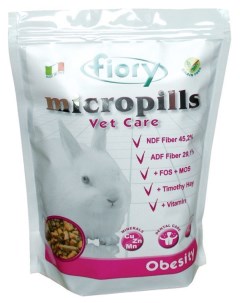 Сухой корм для карликовых кроликов Micropills Vet Care Obesity 850 г Fiory