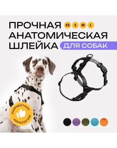 Шлейка для собак анатомическая черная полиэстер размер М Pro comfort