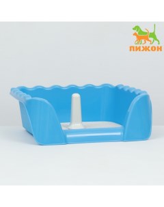 Туалет для собак с высокими бортами и съемной сеткой пластик голубой 43х43х15 см Пижон