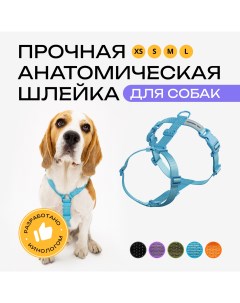 Шлейка для собак анатомическая голубая полиэстер размер S Pro comfort