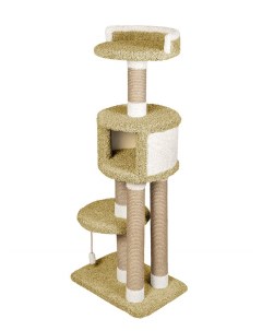 Комплекс для кошек Хвастун с домиком оливковый ковролин 153 см Комфорт хвостиков