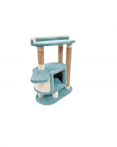 Когтеточка для кошек Феликс с домиком бирюзовый ковролин 107 см Комфорт хвостиков