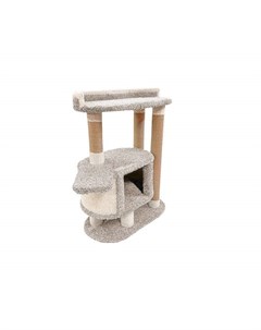 Когтеточка для кошек Феликс с домиком серый ковролин картон 107 см Комфорт хвостиков