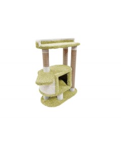 Когтеточка для кошек Феликс с домиком оливковый ковролин 107 см Комфорт хвостиков