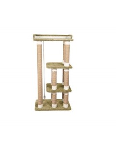 Комплекс для кошек Шалун домик с лежанкой оливковый ковролин 162 см Комфорт хвостиков