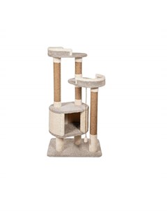 Комплекс для кошек Шустрик с домиком серый ковролин картон 133 см Комфорт хвостиков