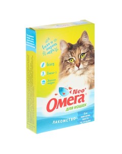 Лакомство для кошек Омега Nео для выведения шерсти из желудка 90 таблеток Омега neo