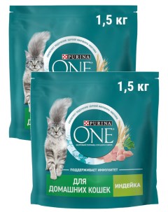 Сухой корм для кошек для домашних индейка и злаки 2 шт по 1 5 кг Purina one