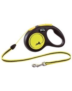Поводок рулетка для собак New Neon S длина 5 м для собак до 12 кг желтый черный Flexi