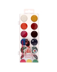 Краски акварельные 12 цветов Pointes без кисти в пластиковой коробке с евр Erich krause
