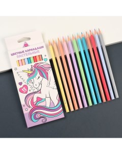 Цветные карандаши пастельные 12 цветов трехгранный корпус Единорог Минни и единорог Disney