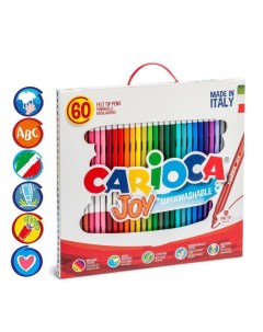 Фломастеры CARIOCA Joy 60 шт 30 цветов суперсмываемые картонная коробка с ручкой Nobrand
