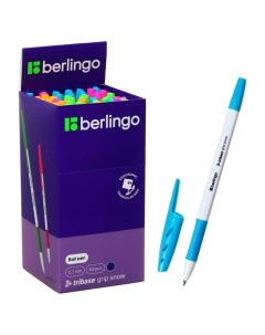 Ручка шариковая Tribase grip show 0 7 мм грип синяя микс 50 шт Berlingo