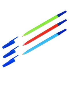 Ручка шариковая 049 синяя 0 7мм неоновый микс 50 шт Стамм