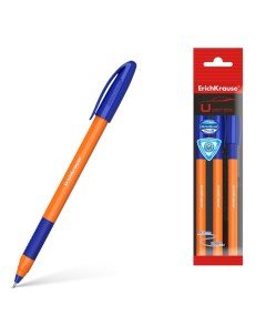 Набор ручек шариковых U 109 Orange Stick Grip 3 штуки игольчатый узел 1 0 мм Erich krause