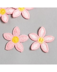 Декор для творчества текстиль вышивка Розовый цветок 5 2х5 2 см Nobrand