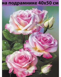 Алмазная мозаика GA75026 3 розовые розы на подрамнике 40х50 Nobrand