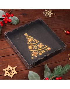 Коробка для печенья Праздничная елка 18 х 18 х 3 см Upak land