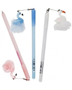 Ручка шариковая синяя на масляной основе ФЛАМИНГО со съемным брелоком в виде фламинго Miraculous