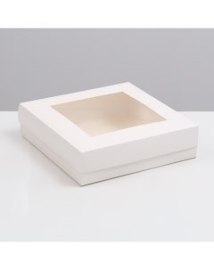 Коробка складная крышка дно с окном белая 30 х 30 х 8 см Upak land