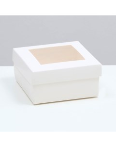 Коробка складная крышка дно с окном белая 10 х 10 х 5 см Upak land